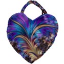 Fractal Feather Swirl Purple Blue Giant Heart Shaped Tote View1