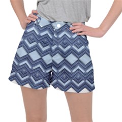 Textile Texture Fabric Zigzag Blue Stretch Ripstop Shorts by Pakrebo