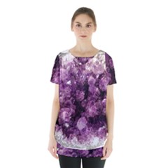 Amethyst Purple Violet Geode Slice Skirt Hem Sports Top by genx