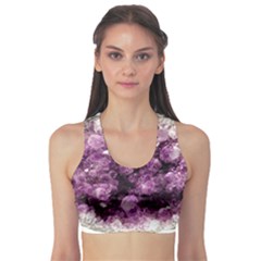 Amethyst Purple Violet Geode Slice Sports Bra by genx