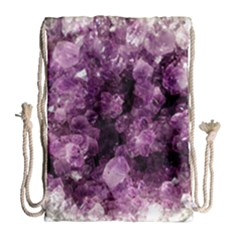 Amethyst Purple Violet Geode Slice Drawstring Bag (large) by genx