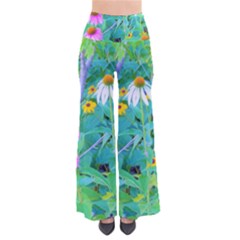 White And Purple Coneflowers And Yellow Rudbeckia So Vintage Palazzo Pants by myrubiogarden