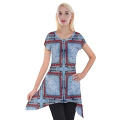 Pattern Cross Geometric Shape Short Sleeve Side Drop Tunic by Pakrebo