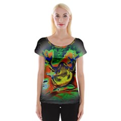 Abstract Transparent Background Cap Sleeve Top by Pakrebo