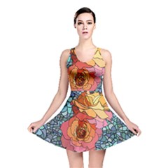 Pattern Rose Yellow Background Reversible Skater Dress by Pakrebo