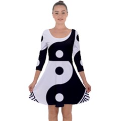 Yin Yang Eastern Asian Philosophy Quarter Sleeve Skater Dress by Pakrebo