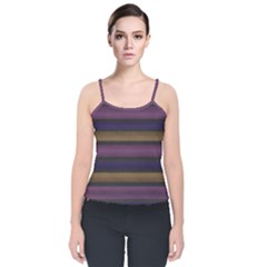 Stripes Pink Yellow Purple Grey Velvet Spaghetti Strap Top by BrightVibesDesign