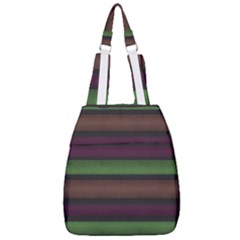 Stripes Green Brown Pink Grey Center Zip Backpack by BrightVibesDesign