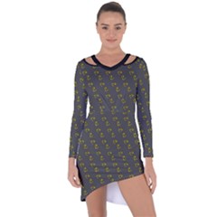 No Step On Snek Pattern Charcoal Dark Gray Background Meme Asymmetric Cut-out Shift Dress by snek