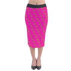 No Step On Snek Pattern Pink Background Meme Velvet Midi Pencil Skirt by snek