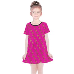 No Step On Snek Pattern Pink Background Meme Kids  Simple Cotton Dress by snek