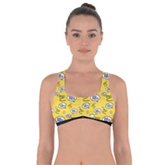 No Step On Snek Do Not Bubble Speech Pattern Yellow Background Meme Got No Strings Sports Bra by snek