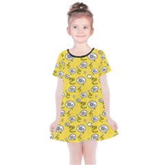 No Step On Snek Do Not Bubble Speech Pattern Yellow Background Meme Kids  Simple Cotton Dress by snek