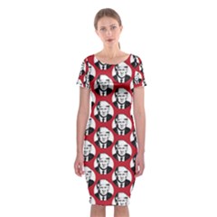 Trump Retro Face Pattern Maga Red Us Patriot Classic Short Sleeve Midi Dress by snek