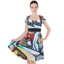 Blue Face King graffiti street art urban blue and orange face abstract hiphop Cap Sleeve Midi Dress View1