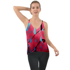 Graffiti Watermelon Pink With Light Blue Drops Retro Chiffon Cami by genx