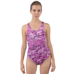 Pink Camouflage Army Military Girl Cut-out Back One Piece Swimsuit by snek