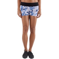 Standard Light Blue Camouflage Army Military Yoga Shorts by snek