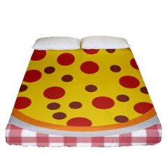 Pizza Table Pepperoni Sausage Fitted Sheet (queen Size) by Pakrebo