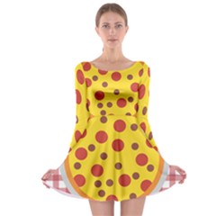 Pizza Table Pepperoni Sausage Long Sleeve Skater Dress by Pakrebo