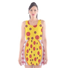 Pizza Table Pepperoni Sausage Scoop Neck Skater Dress by Pakrebo