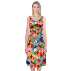 Background Triangle Rainbow Midi Sleeveless Dress by Mariart