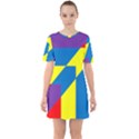 Colorful Red Yellow Blue Purple Sixties Short Sleeve Mini Dress View1