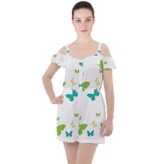 Butterfly Ruffle Cut Out Chiffon Playsuit by Mariart