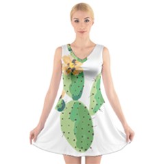 Cactaceae Thorns Spines Prickles V-neck Sleeveless Dress by Mariart