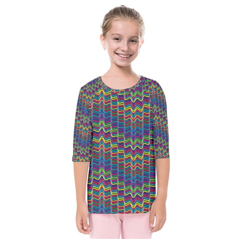 Decorative Ornamental Abstract Wave Kids  Quarter Sleeve Raglan Tee by Mariart