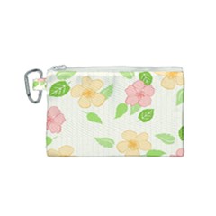 Flowers Leaf Stripe Pattern Canvas Cosmetic Bag (small) by Mariart