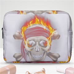 Fire Red Skull Make Up Pouch (large) by Mariart