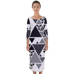 Gray Triangle Puzzle Quarter Sleeve Midi Bodycon Dress by Mariart