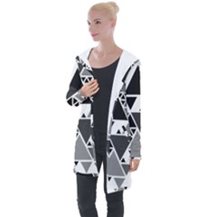 Gray Triangle Puzzle Longline Hooded Cardigan by Mariart