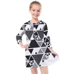 Gray Triangle Puzzle Kids  Quarter Sleeve Shirt Dress by Mariart