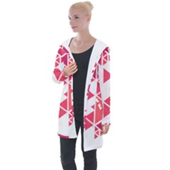 Red Triangle Pattern Longline Hooded Cardigan by Mariart