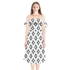 Star Background Shoulder Tie Bardot Midi Dress by Mariart