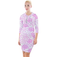 Peony Spring Flowers Quarter Sleeve Hood Bodycon Dress by Mariart