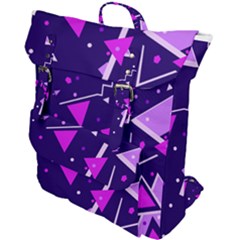 Purple Blue Geometric Pattern Buckle Up Backpack by Pakrebo