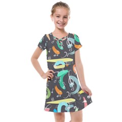 Repetition Seamless Child Sketch Kids  Cross Web Dress by Pakrebo