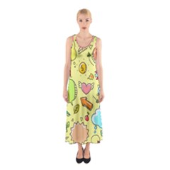 Cute Sketch Child Graphic Funny Sleeveless Maxi Dress by Pakrebo