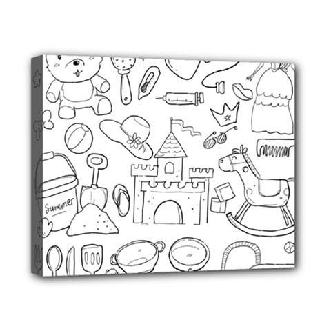 Baby Hand Sketch Drawn Toy Doodle Canvas 10  X 8  (stretched) by Pakrebo