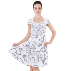 Baby Hand Sketch Drawn Toy Doodle Cap Sleeve Midi Dress by Pakrebo