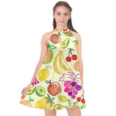 Seamless Pattern Desktop Decoration Halter Neckline Chiffon Dress  by Pakrebo