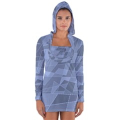 Lines Shapes Pattern Web Creative Long Sleeve Hooded T-shirt by Pakrebo