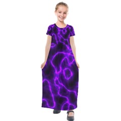 Purple Pattern Background Structure Kids  Short Sleeve Maxi Dress by Pakrebo