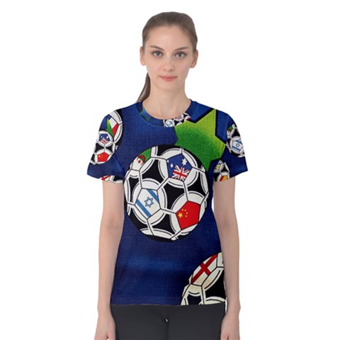 Textile Football Soccer Fabric Women s Cotton Tee by Pakrebo