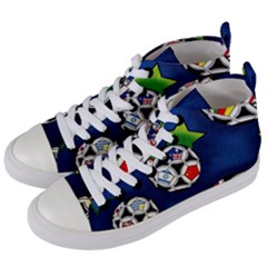 Textile Football Soccer Fabric Women s Mid-top Canvas Sneakers by Pakrebo