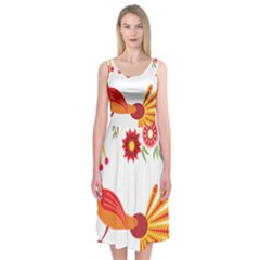 Peacock Pattern Midi Sleeveless Dress by Mariart