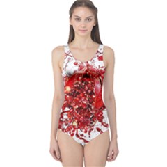 Red Pomegranate Fried Fruit Juice One Piece Swimsuit by Mariart